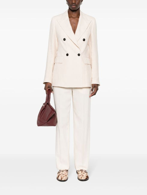 double-breasted linen blazer